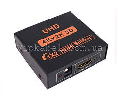 Сплітер телевізійний 4K HDMI 1x2 порти розгалужувач. Сплітер із блоком живлення. Hdmi splitter