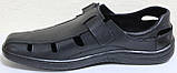 Чоловічі літні туфлі чорні шкіряні на липучці, шкіряне взуття чоловічий від виробника модель АМТ02ЧЛ, фото 3
