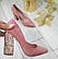 Туфли женские пудровые екозамша на высоком блестящем каблуке 39р, фото 2