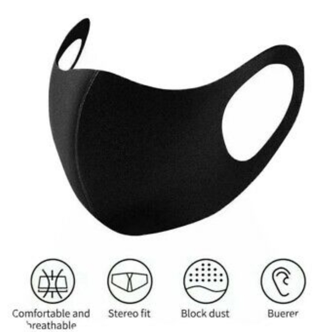 Маска захисна багаторазова тканинна чорна Fashion Mask