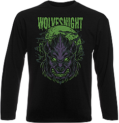 Футболка з довгим рукавом Fat Cat Wolf - Wolves Night (чорна)