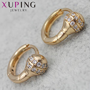 Серьги золотистого цвета Xuping Jewelry медицинское золото застежка кольцо конго с фианитами 24K