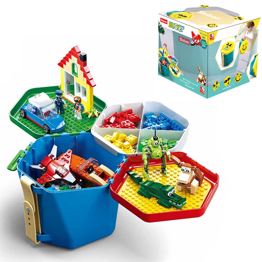 Конструктор SLUBAN M38-B0829 Набір деталей у блакитному боксі, 334 дет., фото 1