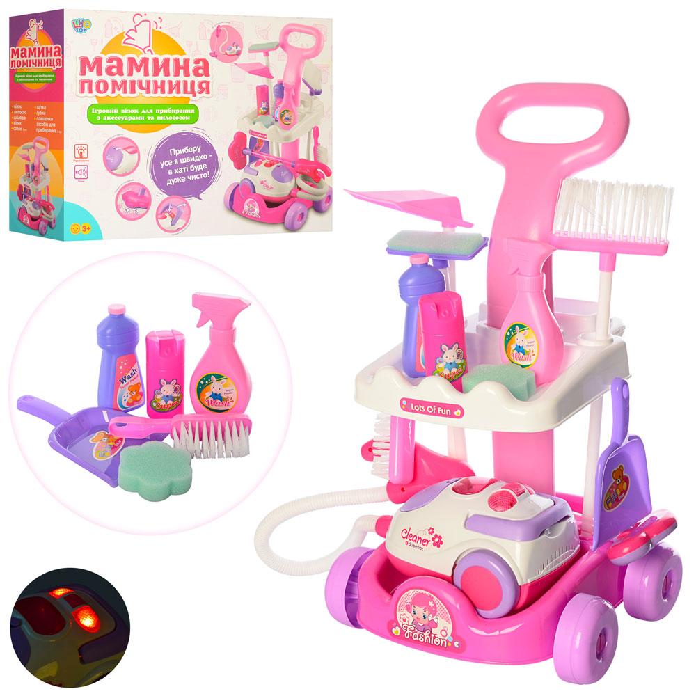 Набір для прибирання A5951 візок,пилосос,щітки,відро,пінопласт. кульки, світло, бат., кор., 48,5-36-15см, фото 1