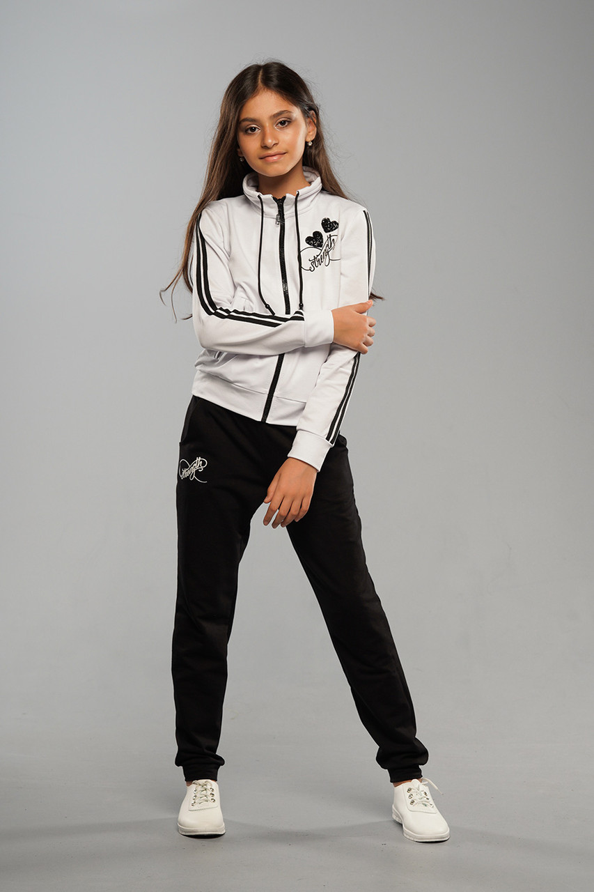 Cпортивний костюм для маленької дівчинки дитячий Турецький Liza Білий весною осінь літо Туреччина недорогий