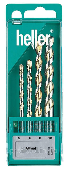 Набір свердел твердосплавних Allmat 5/6/8/10 мм ц/х; 22697 Heller, фото 1