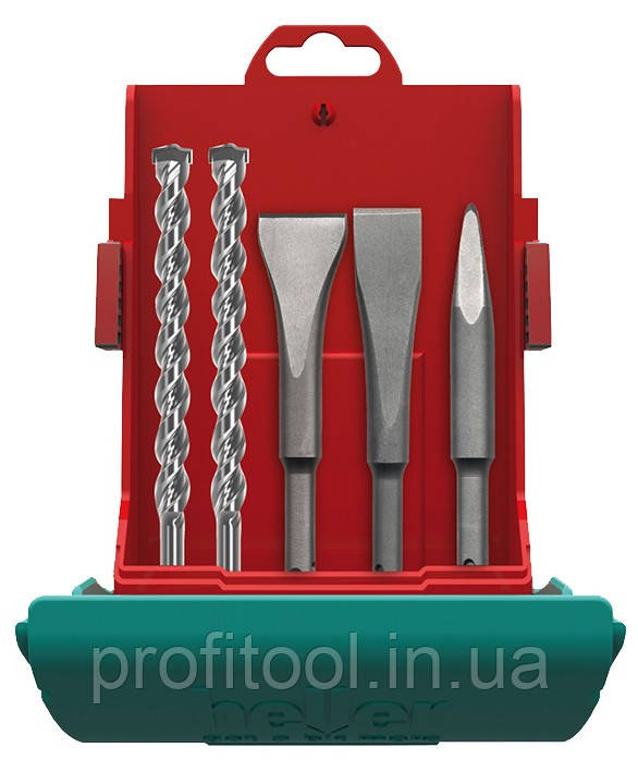 Набір буров Bionic 6х100мм, 8х160мм + піку/плоске/лопатка зубила 26288 Heller, фото 1