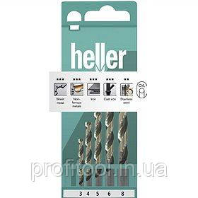 Набір свердел по металу HSS-G TURBO 3/4/5/6/8 мм, 5 шт. 28818 Heller, фото 1