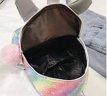 Рюкзак з вушками та рогом Єдинорога в паєтках Рожевий, фото 5