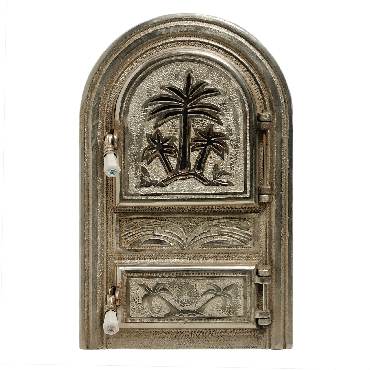 Дверцята спарена чавунна зі склом "Пальма хром" (Румунія)