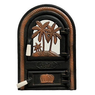 Чавунна дверцята для печей, камінів пальма зі склом, фото 2