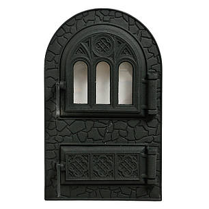 Дверцята чавунна спарка скло 270х490 210х440 "Микулин", фото 2