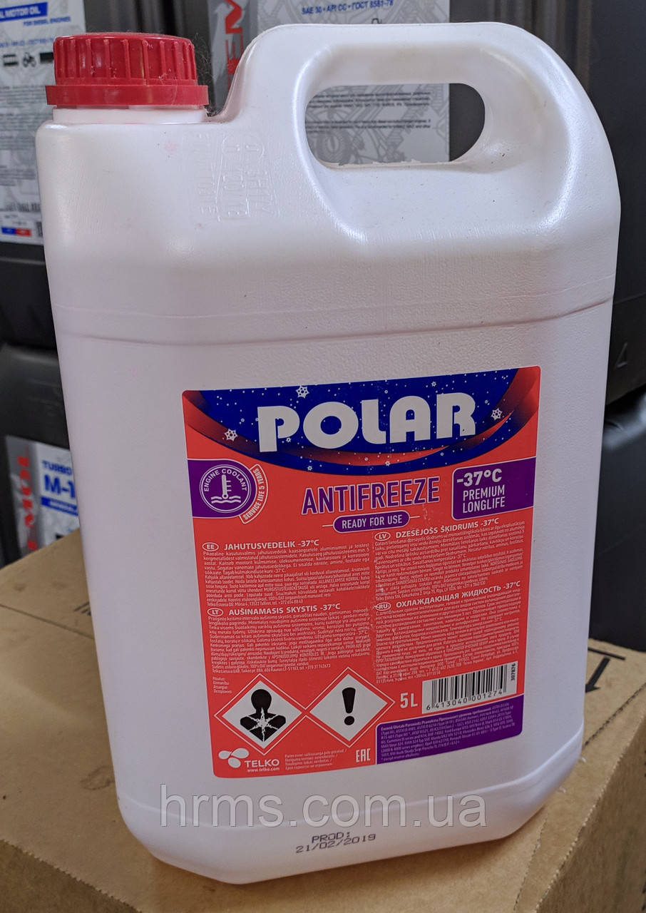 Антифриз червоний - 37 град POLAR Premium Longlife Engine Coolant каністра 5 л