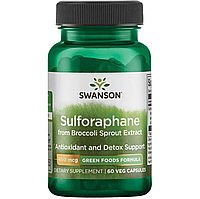 Сульфорафан из экстракта брокколи, Sulforaphane from Broccoli Sprout Extract, Swanson, 400 мкг, 60 капсул