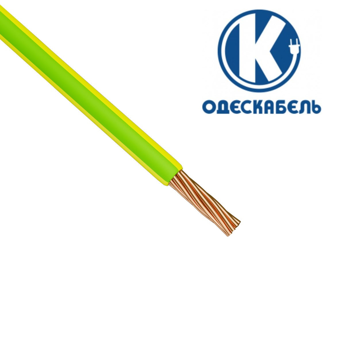 Медный гибкий провод ПВ3 0,5 мм2 ОдесКабель зелено-желтый установочный ...