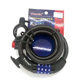 Замок для велосипеда Tonyon 12х1000мм TY523 з кріпленням кодовий