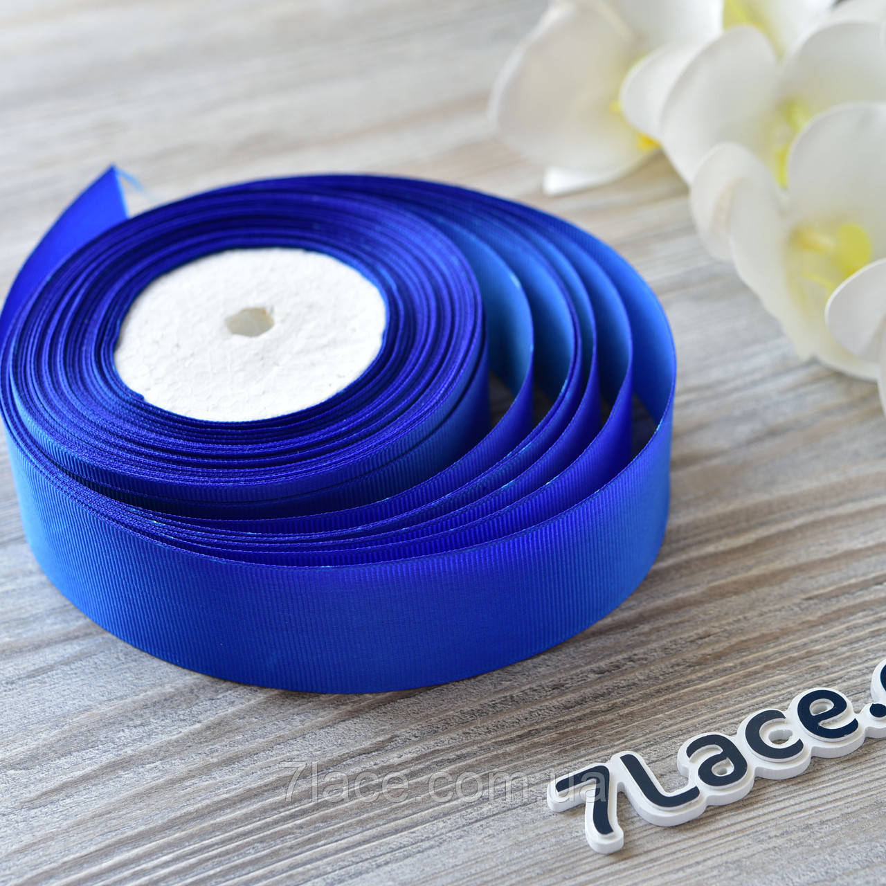 Репсова стрічка 4 см/колір електрик/ширина 4 см/бобіна 23 м, фото 1