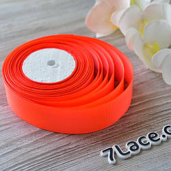 Репсова стрічка 4 см/колір неон жовтогарячий/ширина 4 см/бобіна 23 м