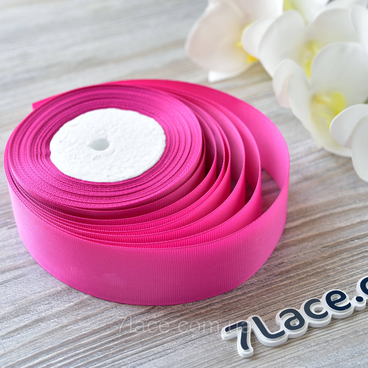 Репсова стрічка 4 см/колір малиновий/ширина 4 см/бобіна 23 м, фото 1