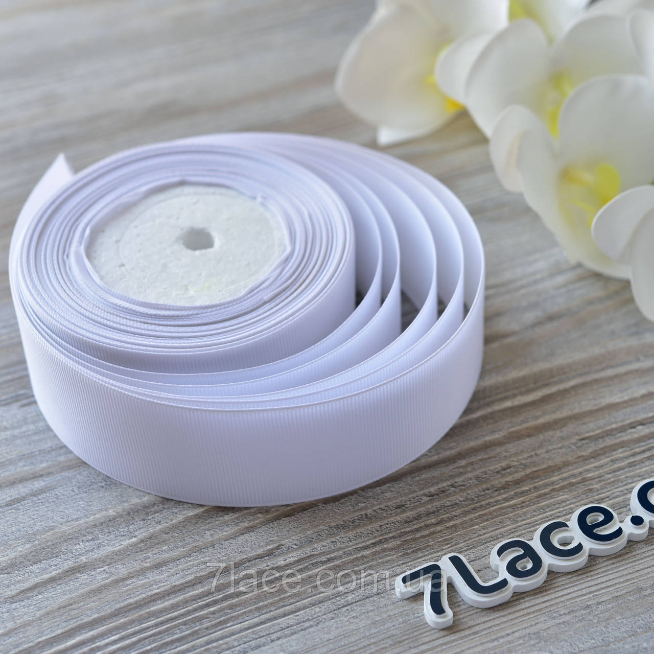 Репсова стрічка 4 см/колір білий/ширина 4 см/бобіна 23 м
