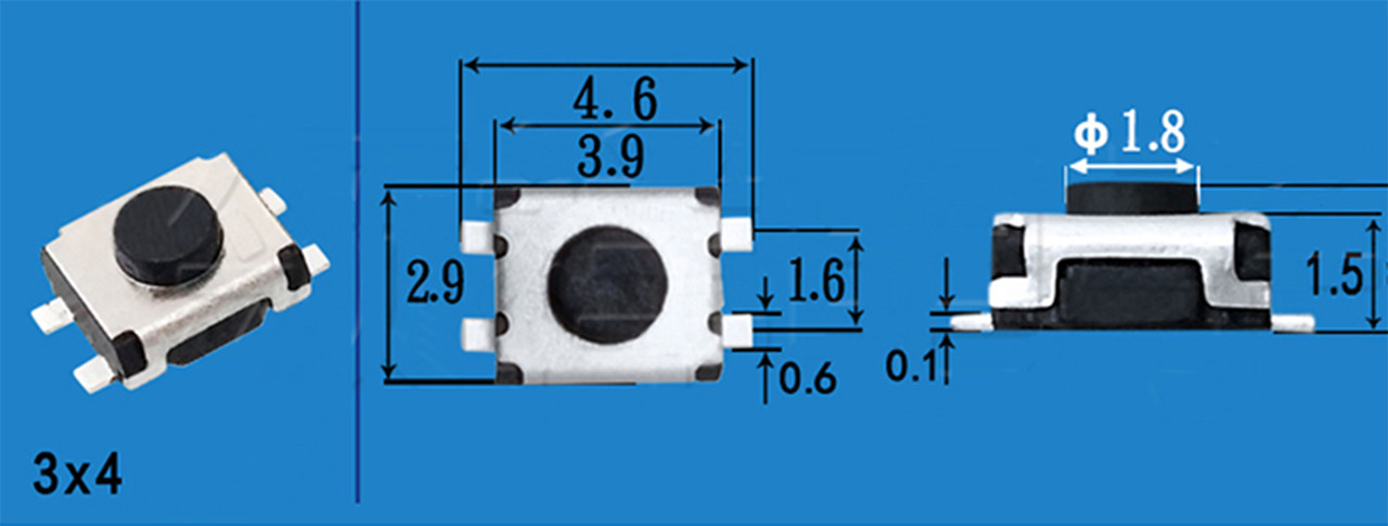 Кнопка 3*4*2MM A02-07-G01
