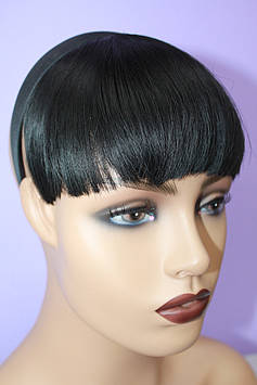 Челка на обруче искусственные волосы термоволокно черная