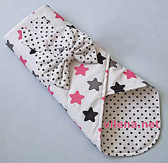 Літній конверт на виписку Малинові зірки та горошок