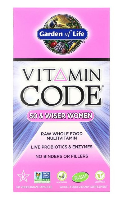 Garden of Life, Vitamin Code, для жінок від 50 і старше, мультивітаміни з сирих цільних продуктів, 120 таблет