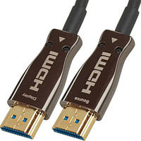 Шнур оптический HDMI (шт.- шт.) version 2.0, gold, 10м, чёрный