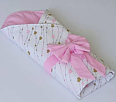 Літній конверт на виписку рожевий Сердечка