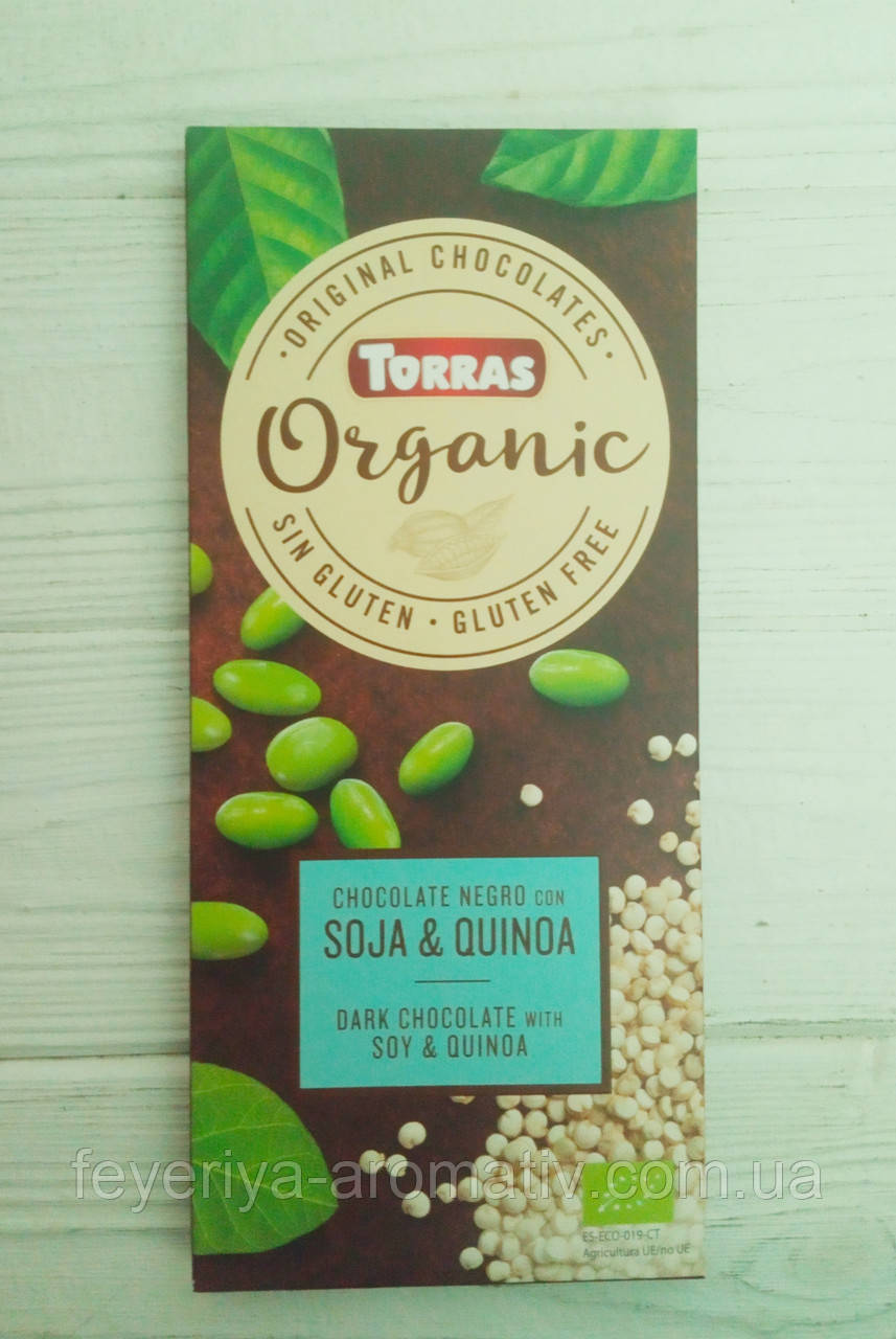 Шоколад чорний із соєвими бобами без цукру та глютена Torras 100г (Іспанія)