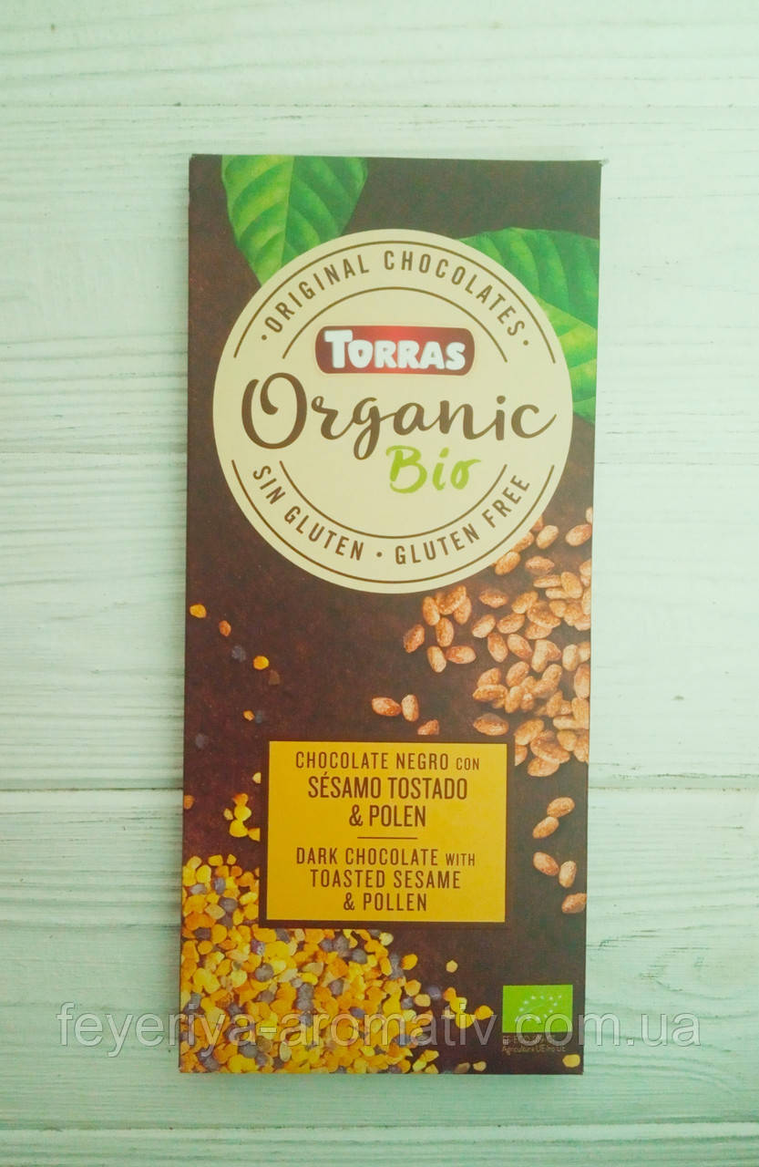 Шоколад темний з кунжутом без цукру та глютена Torras 100г (Іспанія)