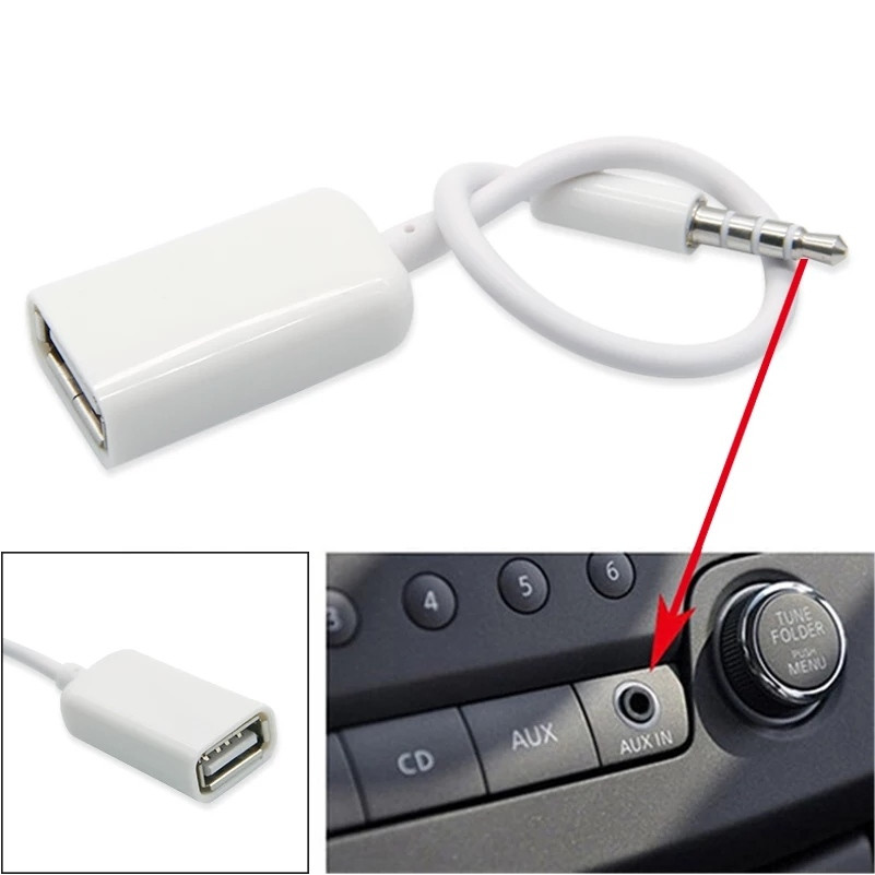 Кабель перехідник AUX USB білий