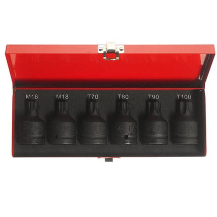 Набір головок ударних TORX T70,T80,T90,T100, SPLINE M16,M18 3/4" 6 од. J606T JTC, фото 3