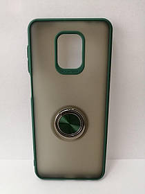 Чохол для Xiaomi Redmi Note 9S, 9 Pro накладка з кільцем бампер протиударний з магнітом зелений