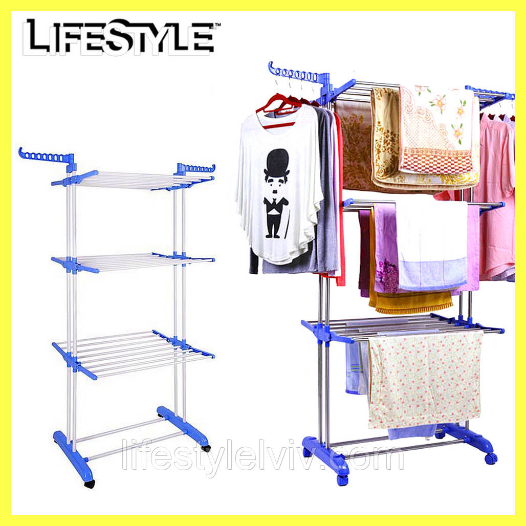 Сушарка для білизни до 40 кг Garment rack with wheels № K12-120 / Сушарка для білизни багатоярусна