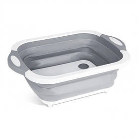 Обробна дошка-миска Chopper з контейнером 2 в 1 | Кухонна дошка-контейнер White Gray