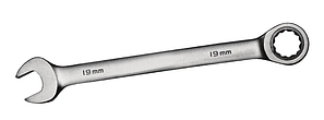 Ключ рожково-накидний трещоточный 21мм CrV satine