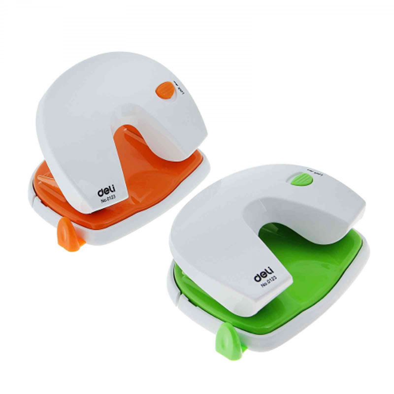 Діркопробивач Deli 0123Е мікс 20 аркушів, пластик, 2отвори, з лінійкою