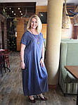 Модне жіноче літнє плаття з тонкої бавовни денім на повну фігуру в стилі Бохо Пл 187, фото 5