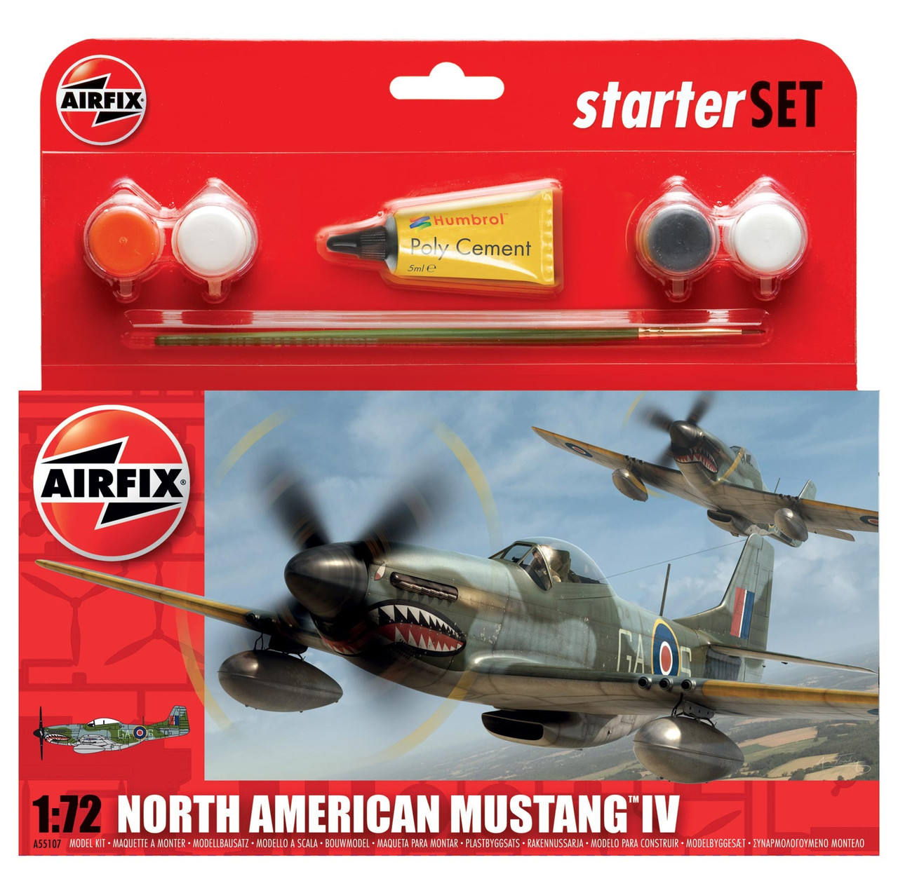Подарунковий набір. Збірна модель літака North American Mustang IV. 1/72 AIRFIX 55107
