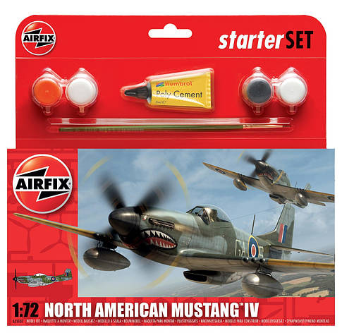 Подарунковий набір. Збірна модель літака North American Mustang IV. 1/72 AIRFIX 55107, фото 1