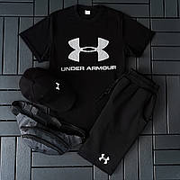 Шорты + Футболка Under Armour комплект мужской летний черный Спортивный костюм Андер Армур