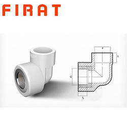 Колено поліпропілене з внутрішнім різьбленням (ВР) Firat, 25x3/4"