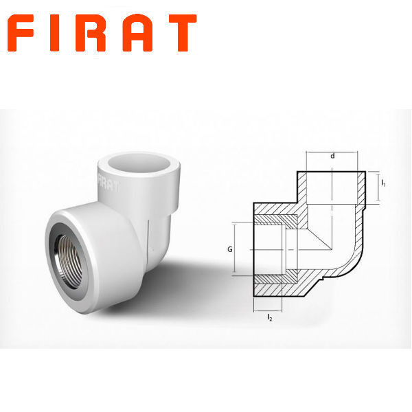 Колено поліпропілене з внутрішнім різьбленням (ВР) Firat, 25x3/4"