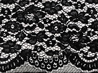 Ткань Гипюр бархатный с блеском двухсторонний фестон, черный
