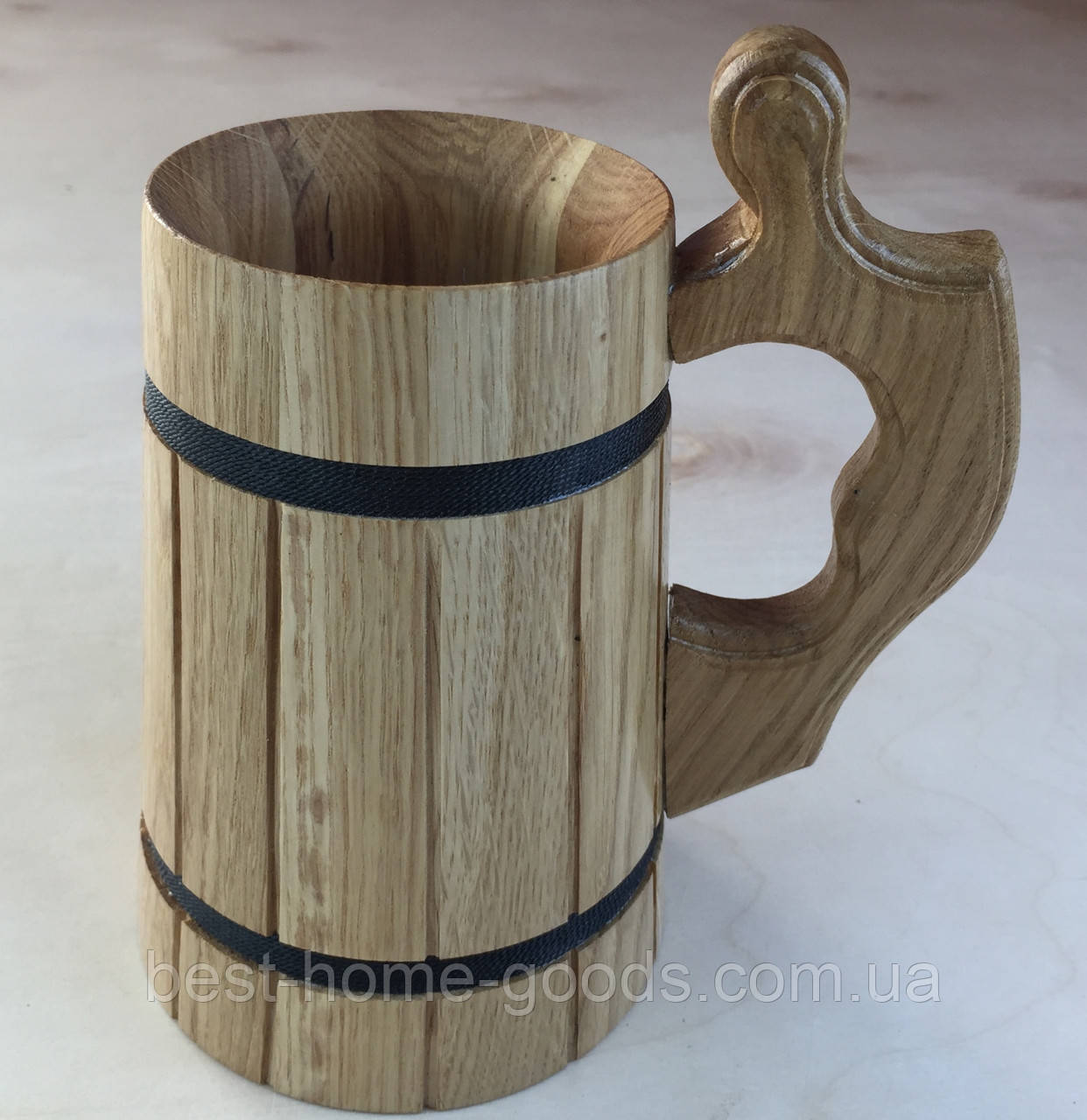 Дерев’яний пивний кухоль з металевою вставкою ручної роботи 0.5 л | Подарунок чоловікові | Кухоль для пива з дерева, фото 1