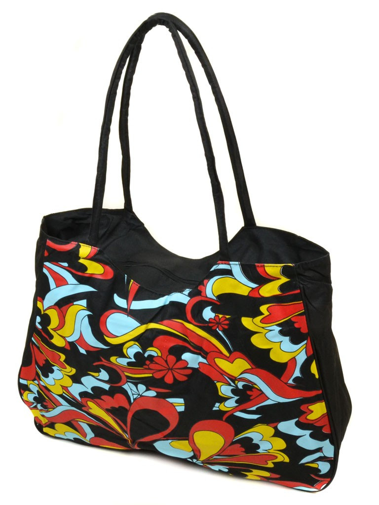 Жіноча яскрава пляжна містка текстильна сумка Case 08s05m1323 чорна