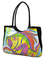 Женская яркая пляжная вместительная текстильная сумка Case 08s05m1329 черная