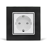 Розетка с заземлением Livolo черный белый хром стекло (VL-C7C1EU-12/11C) C7C1EU-12/11-chrome Розетка с заземлением Livolo черный белый хром стекло (VL-C7C1EU-12/11C)
